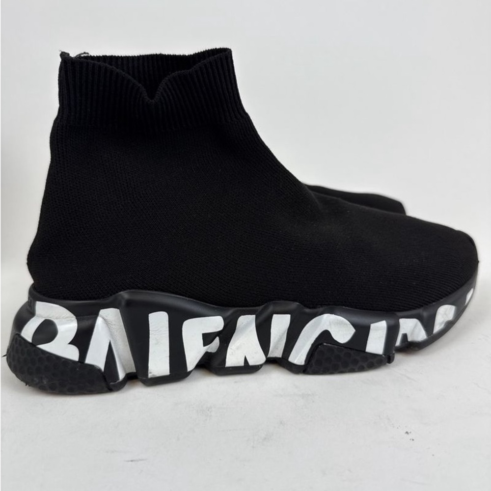 Balenciaga Speed Trainer Graffiti Logo Sock Sneakers Black Size 35 (US 5)